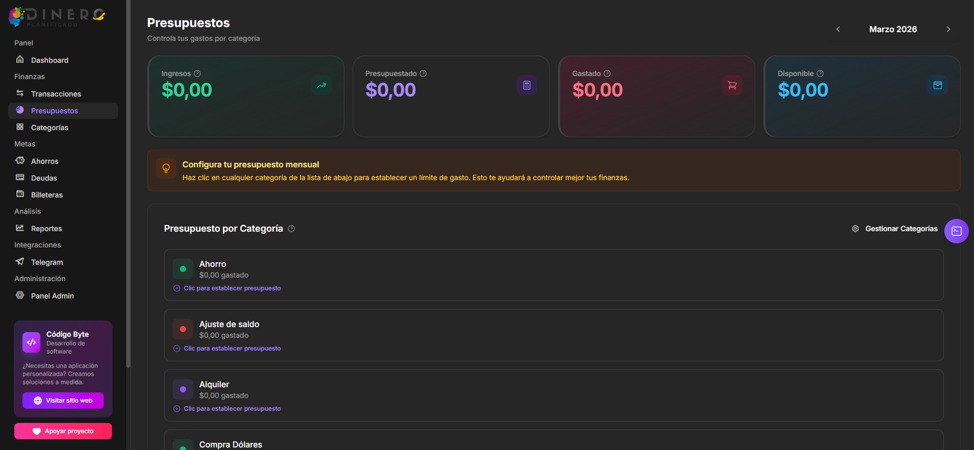 Presupuestos que te ayudan a no pasarte