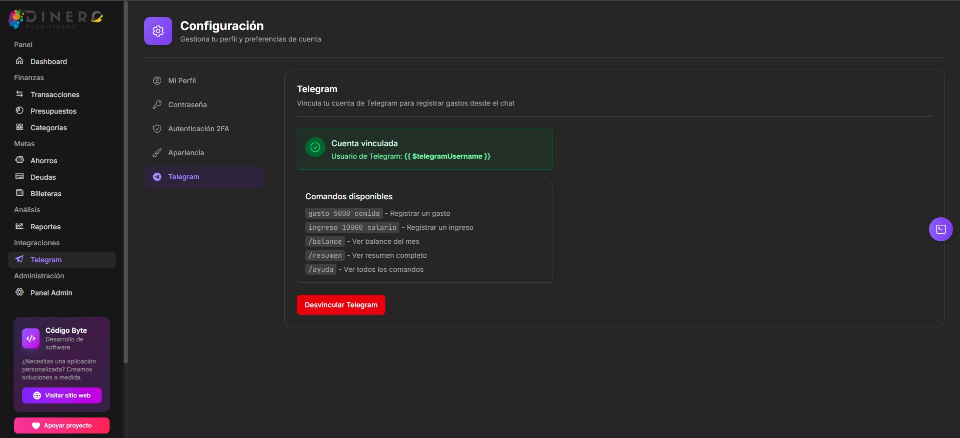 Registrá gastos directo desde Telegram
